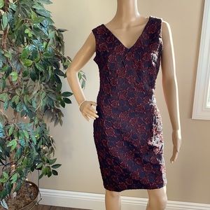 Donna Ricco Sleeveless Rose Brocade Dress Size 4